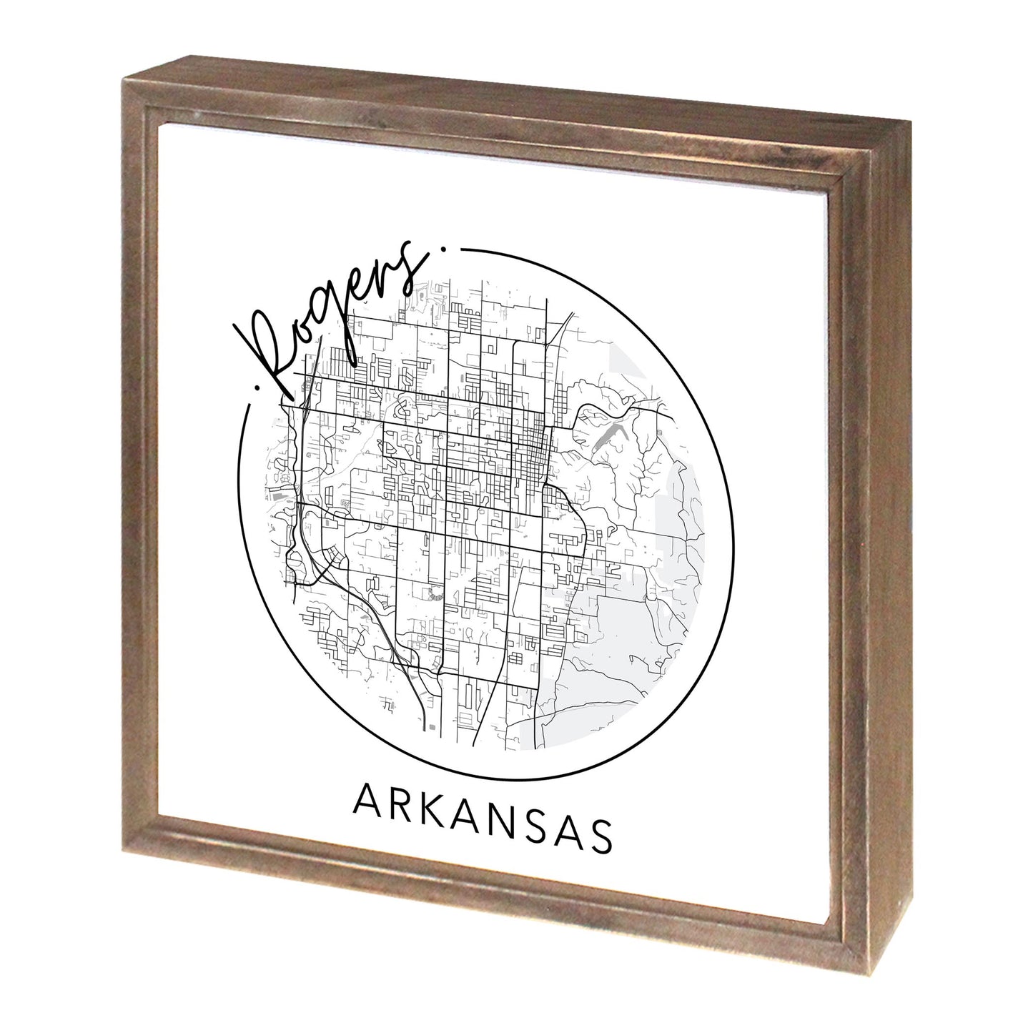 Minimalist B&W Arkansas Rogers Circle Map State | Wood Sign | Eaches | Min 1
