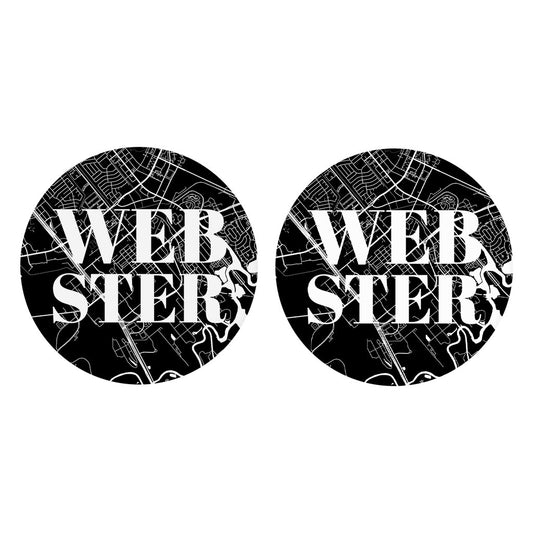 Minimalistic B&W Texas Webster Map | Absorbent Car Coasters | Set of 2 | Min 4