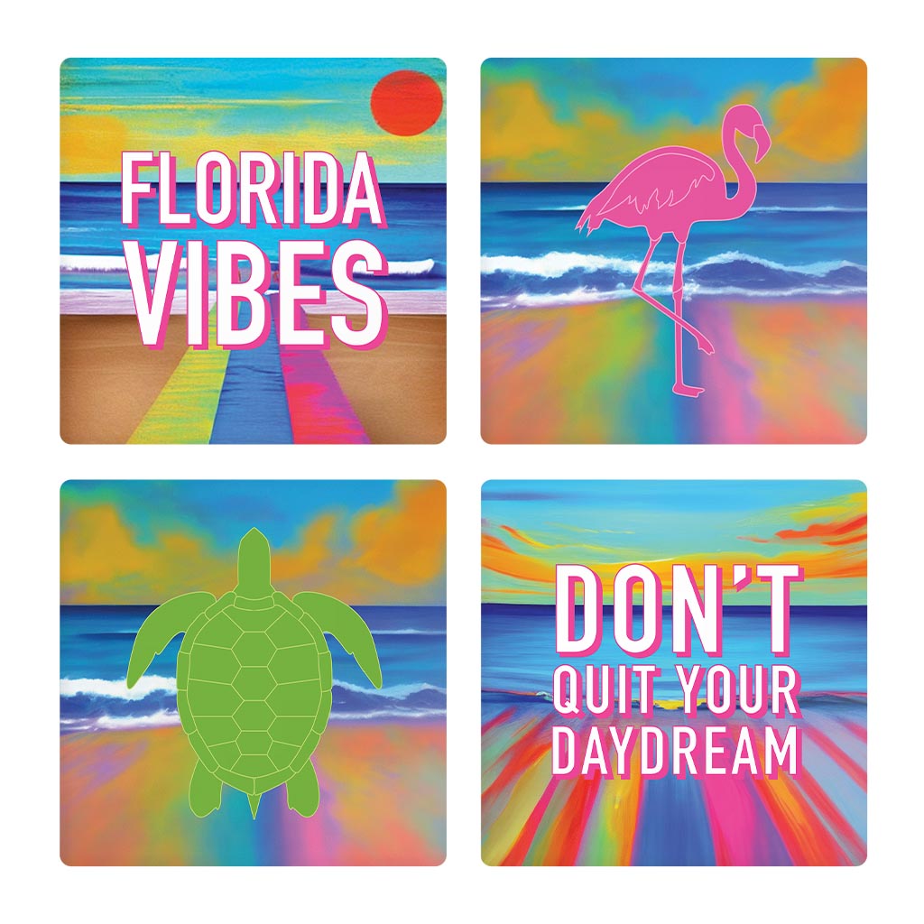Bright Florida Beach| Absorbent Coasters | Set of 4 | Min 2