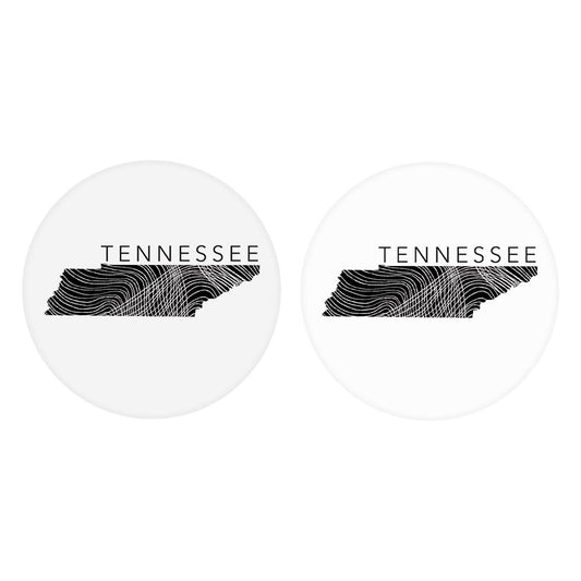 Minimalist B&W Tennessee State Name| Absorbent Car Coasters | Set of 2 | Min 4