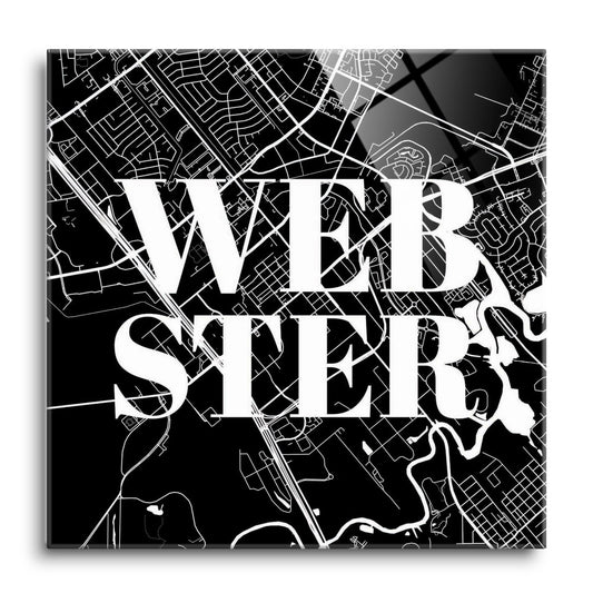 Minimalistic B&W Texas Webster Map | Hi-Def Glass Art | Eaches | Min 1