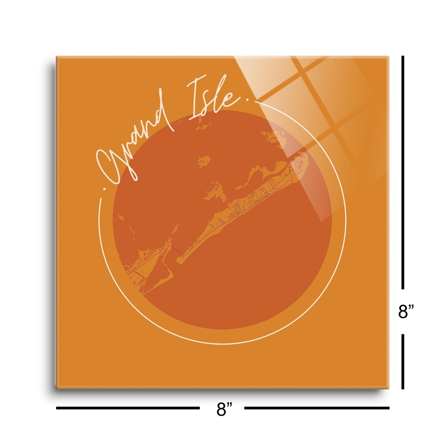 Louisiana Colorful Grand Isle Circle Map | Hi-Def Glass Art | Eaches | Min 2