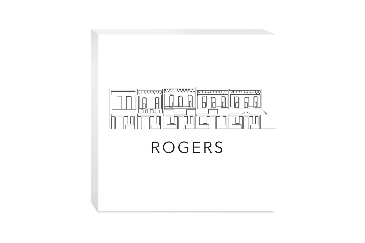 Minimalist B&W Arkansas Rogers Skyline | Wood Block | Eaches | Min 2