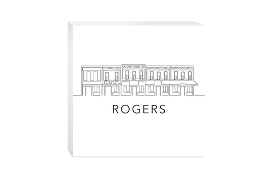 Minimalist B&W Arkansas Rogers Skyline | Wood Block | Eaches | Min 2