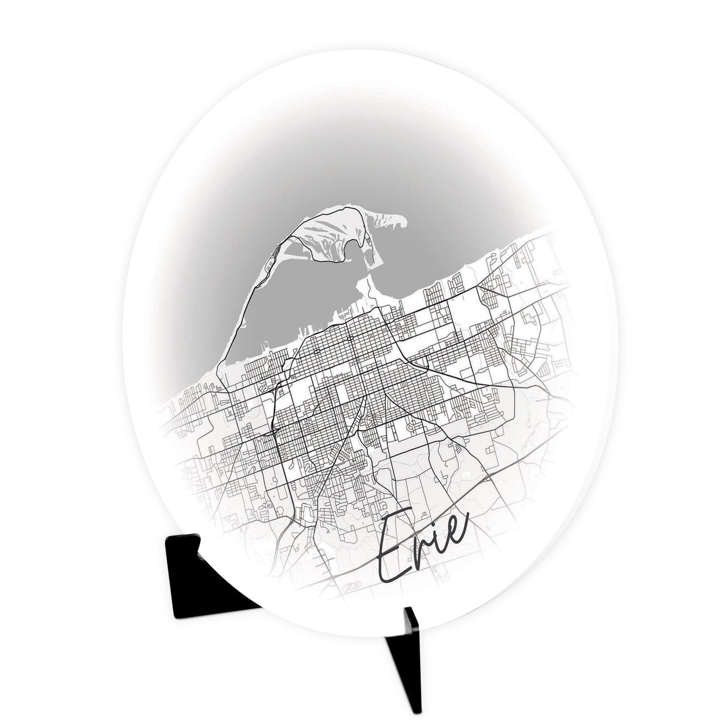 Minimalistic B&W Pennsylvania Erie Circle Map | Wood Sign | Eaches | Min 1