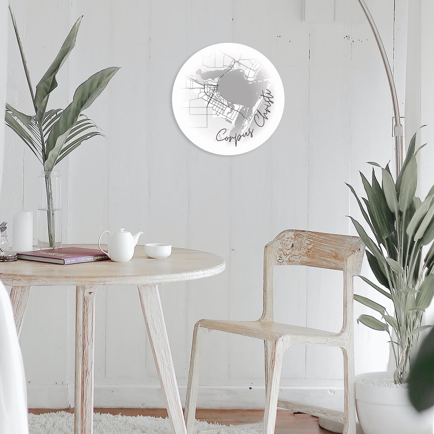 Minimalistic B&W Texas Corpus Christi Circle Map | Wood Sign | Eaches | Min 1
