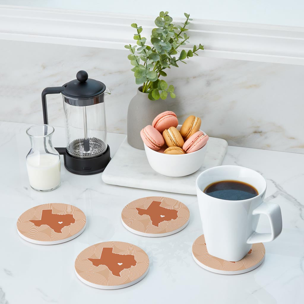 Modern Minimalist Texas Austin Heart | Absorbent Coasters | Set of 4 | Min 2