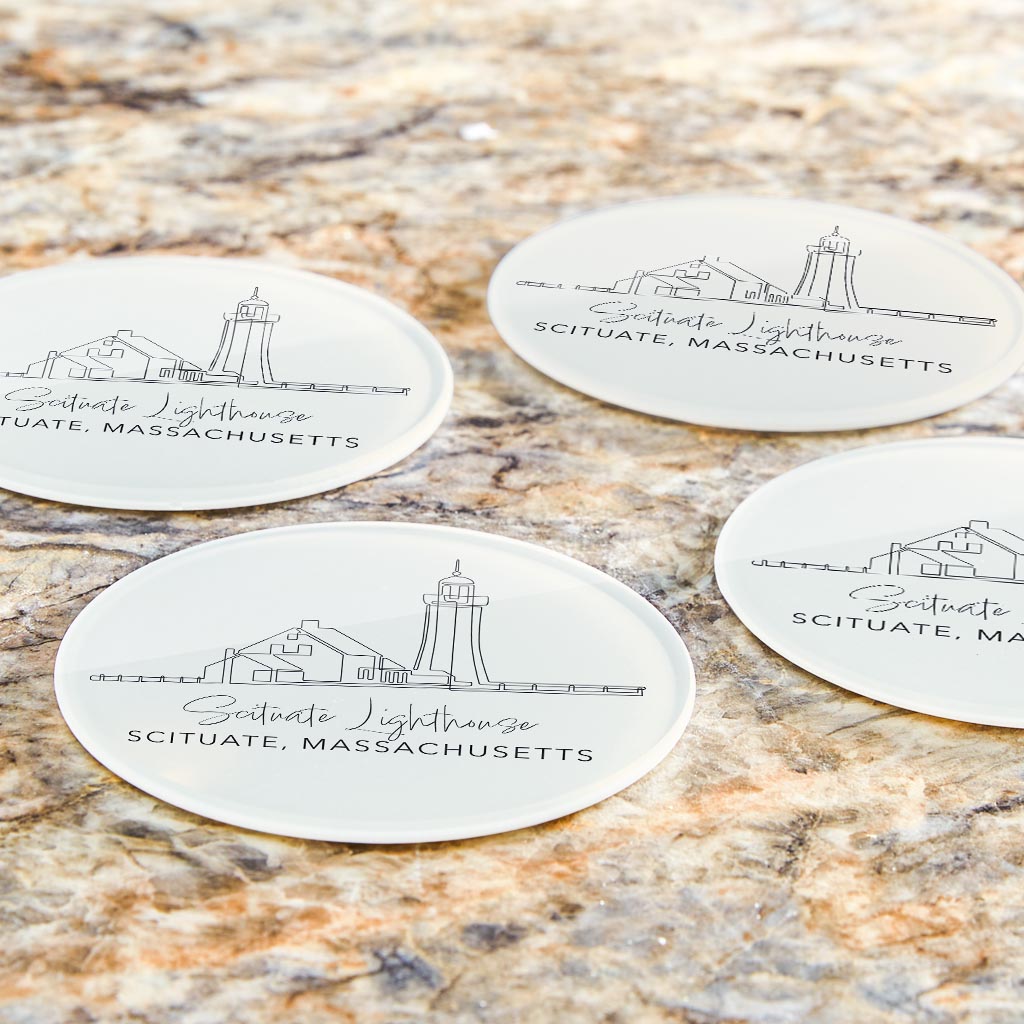 Scituate Lighthouse | Hi-Def Glass Coasters | Set of 4 | Min 2
