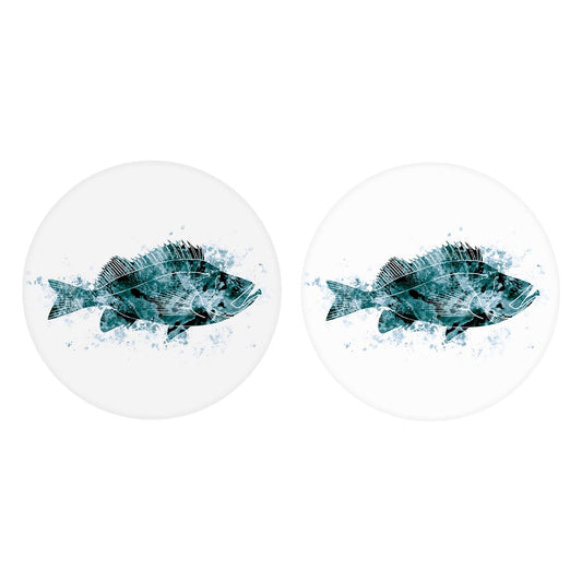 Blue White Water Color Red Fish | Absorbent Car Coasters | Set of 2 | Min 4