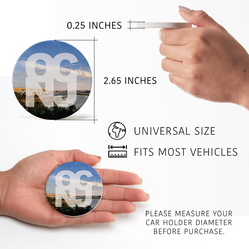 OCNJ Photo With Text | Absorbent Car Coasters | Set of 2 | Min 4