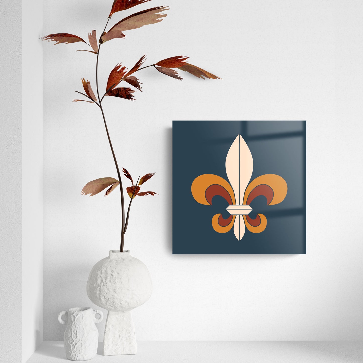 Modern Minimalist Louisiana Colorful Fleu De Lis | Hi-Def Glass Art | Eaches | Min 2