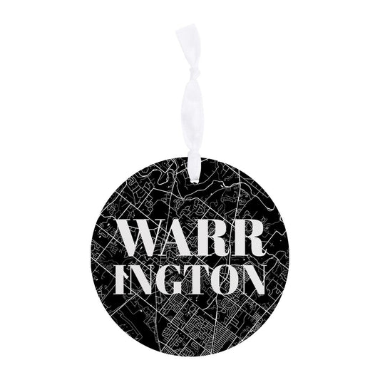 Minimalistic B&W Pennsylvania Warrington Map| Wood Ornament | Eaches | Min 6