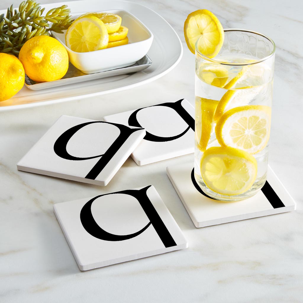 Minimal Monogram Q | Absorbent Coasters | Set of 4 | Min 2