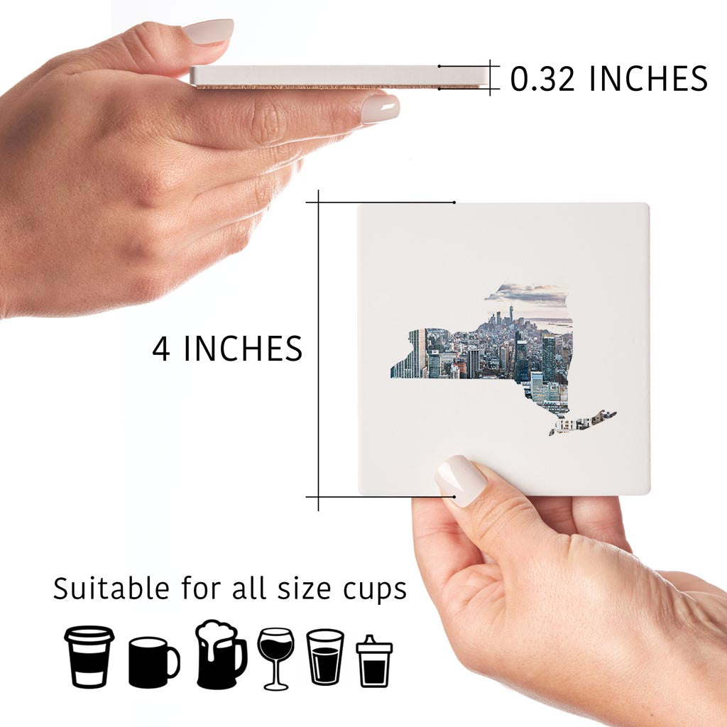 New York State Shape Picture | Absorbent Coasters | Set of 4 | Min 2