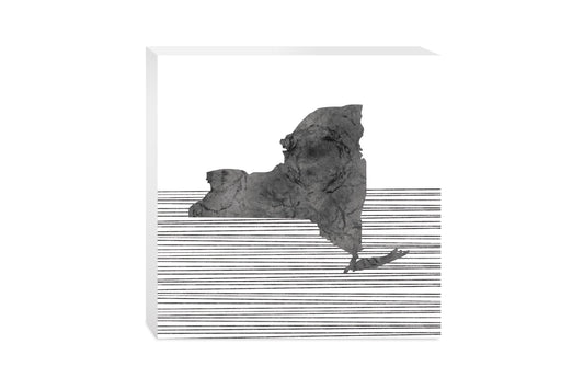 Minimalistic B&W New York Shape Straight Lines | Wood Block | Eaches | Min 2