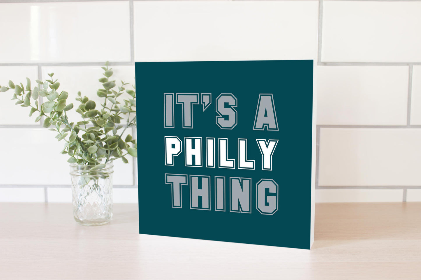 Modern Minimalist Pennsylvania Philly Thing | Wood Block | Eaches | Min 2