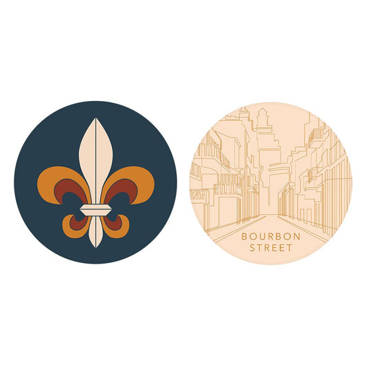 Modern Minimalist Louisiana Set | Absorbent Car Coasters | Set of 2 | Min 4