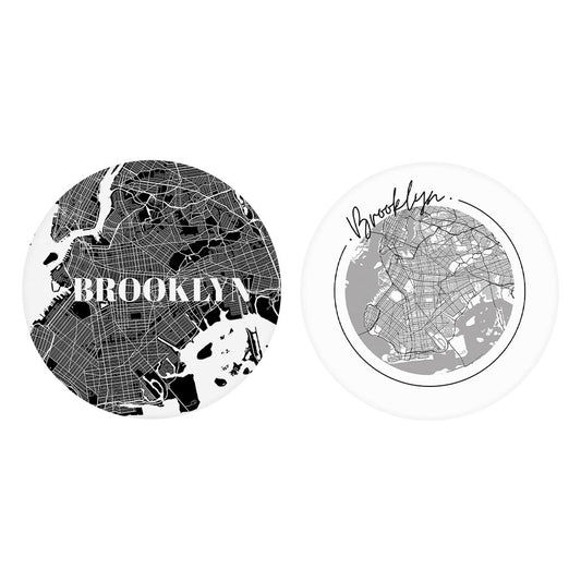 Minimalistic B&W New York Brooklyn Maps | Absorbent Car Coasters | Set of 2 | Min 4