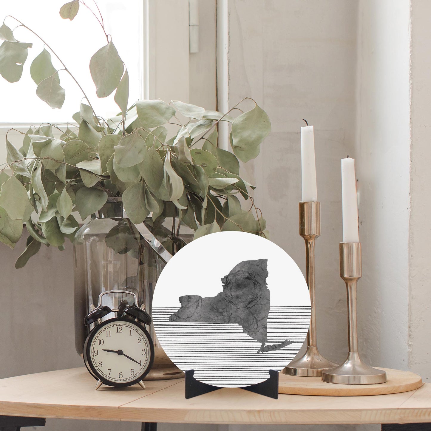 Minimalistic B&W New York Shape Straight Lines | Wood Sign | Eaches | Min 1