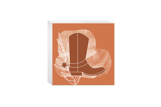 Modern Minimalist Texas Cowboy Boot | Wood Block | Eaches | Min 4