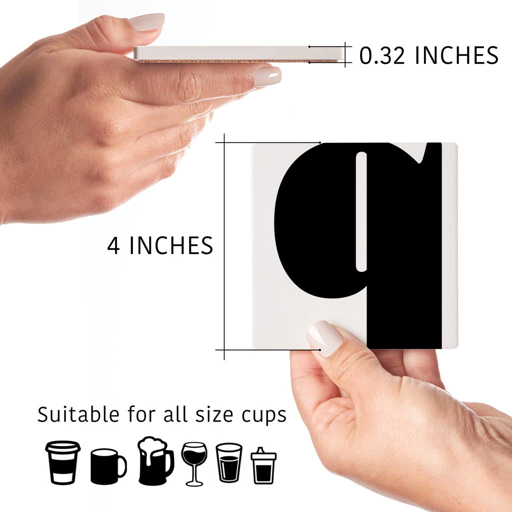 Fun Chunky Monogram Q | Absorbent Coasters | Set of 4 | Min 2