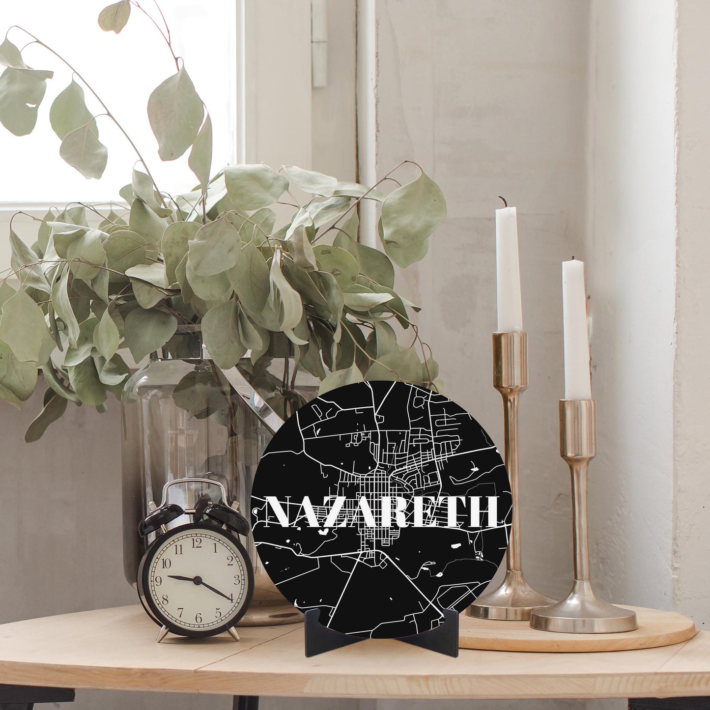 Minimalistic B&W Pennsylvania Nazareth Map | Wood Sign | Eaches | Min 1
