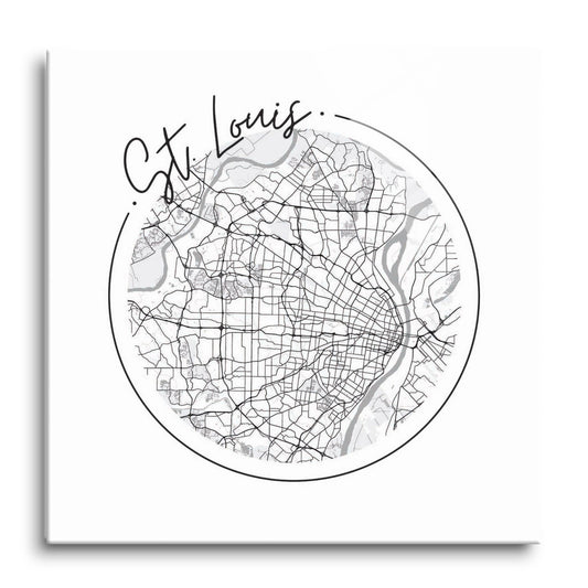 Minimalist B&W Missouri St Louis Circle Map | Hi-Def Glass Art | Eaches | Min 1