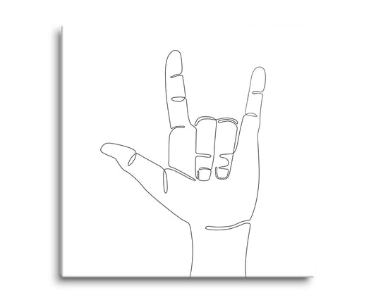 Lovehand Sign Line Drawing | Hi-Def Glass Art | Eaches | Min 2