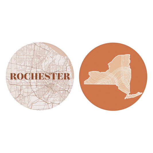 Modern Minimalist New York Rochester State | Absorbent Car Coasters | Set of 2 | Min 4