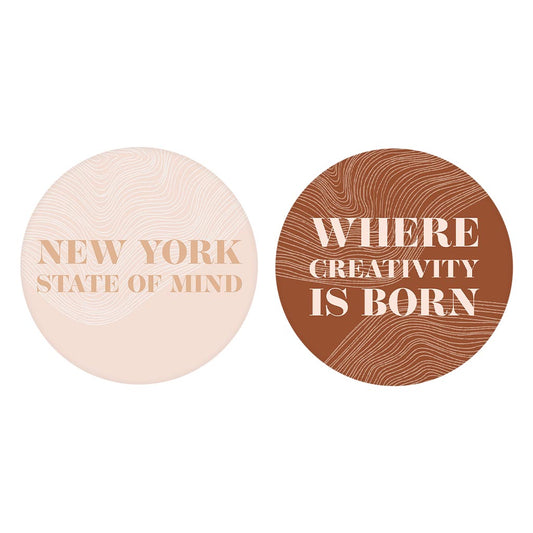 Modern Minimalist New York Quips | Absorbent Car Coasters | Set of 2 | Min 4
