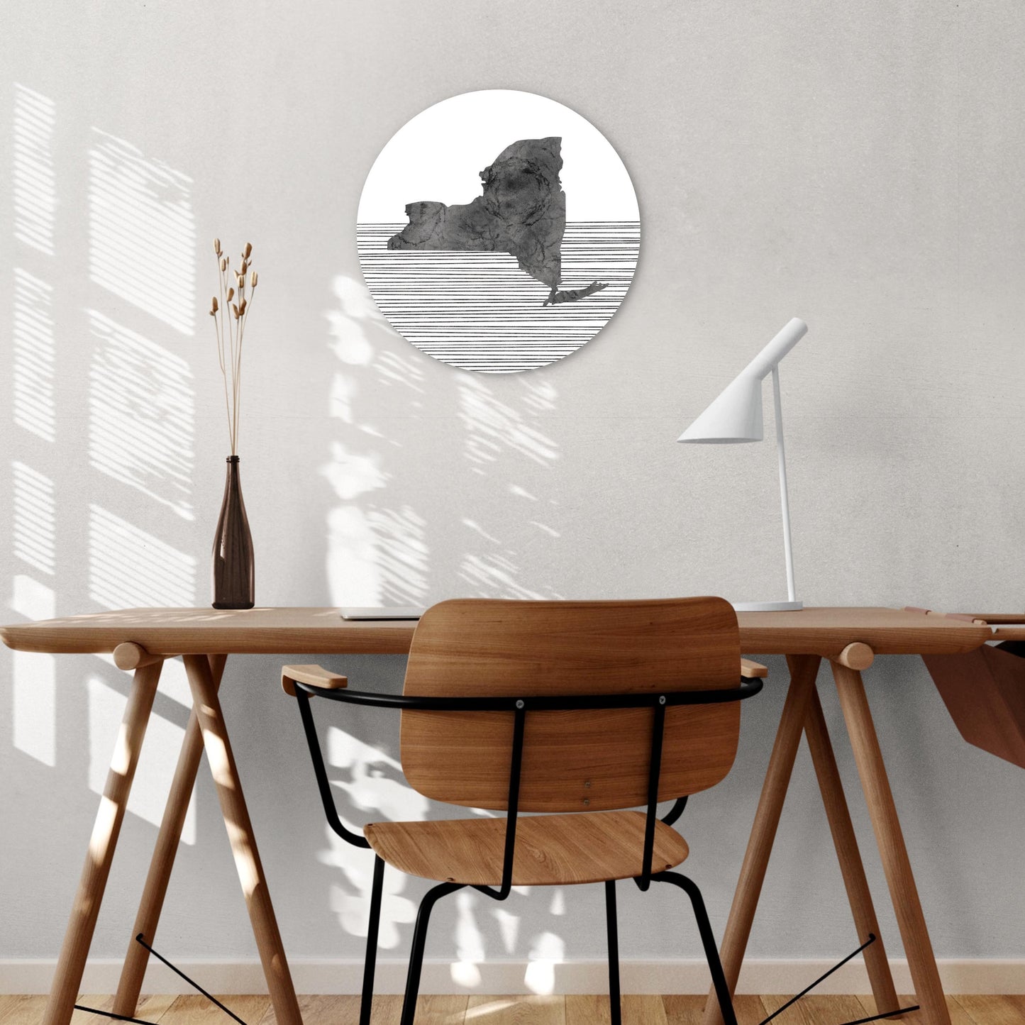 Minimalistic B&W New York Shape Straight Lines | Wood Sign | Eaches | Min 1