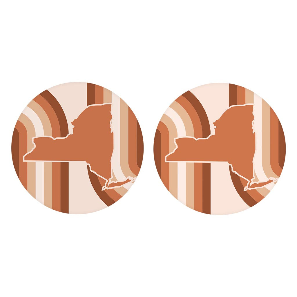 Modern Minimalistic New York Retro Thick Line | Absorbent Car Coasters | Set of 2 | Min 4