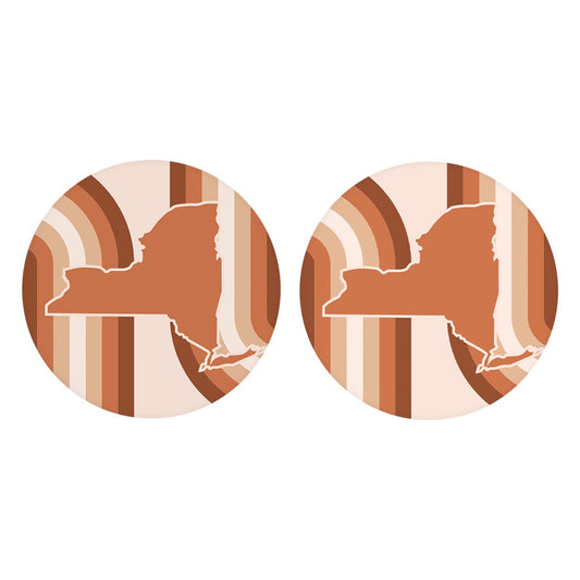 Modern Minimalistic New York Retro Thick Line | Absorbent Car Coasters | Set of 2 | Min 4