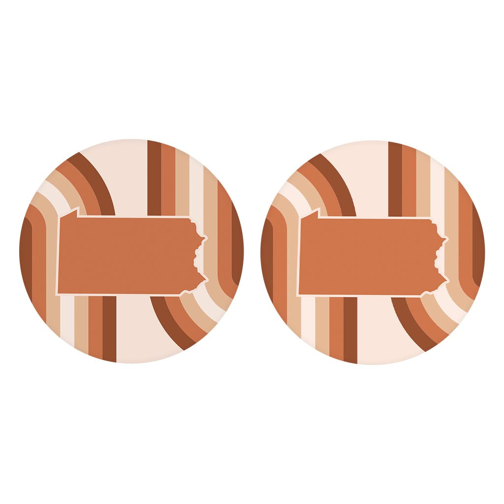 Modern Minimalist Pennsylvania State | Absorbent Car Coasters | Set of 2 | Min 4