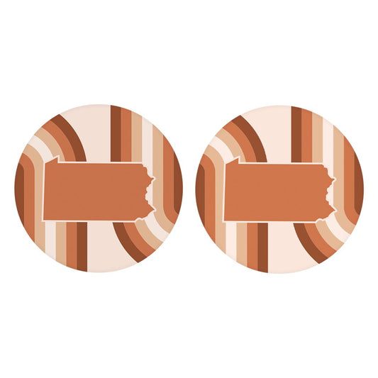 Modern Minimalist Pennsylvania State | Absorbent Car Coasters | Set of 2 | Min 4