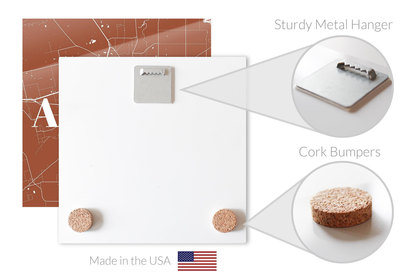 Modern Minimalist Texas Abilene Map | Hi-Def Glass Art | Eaches | Min 2