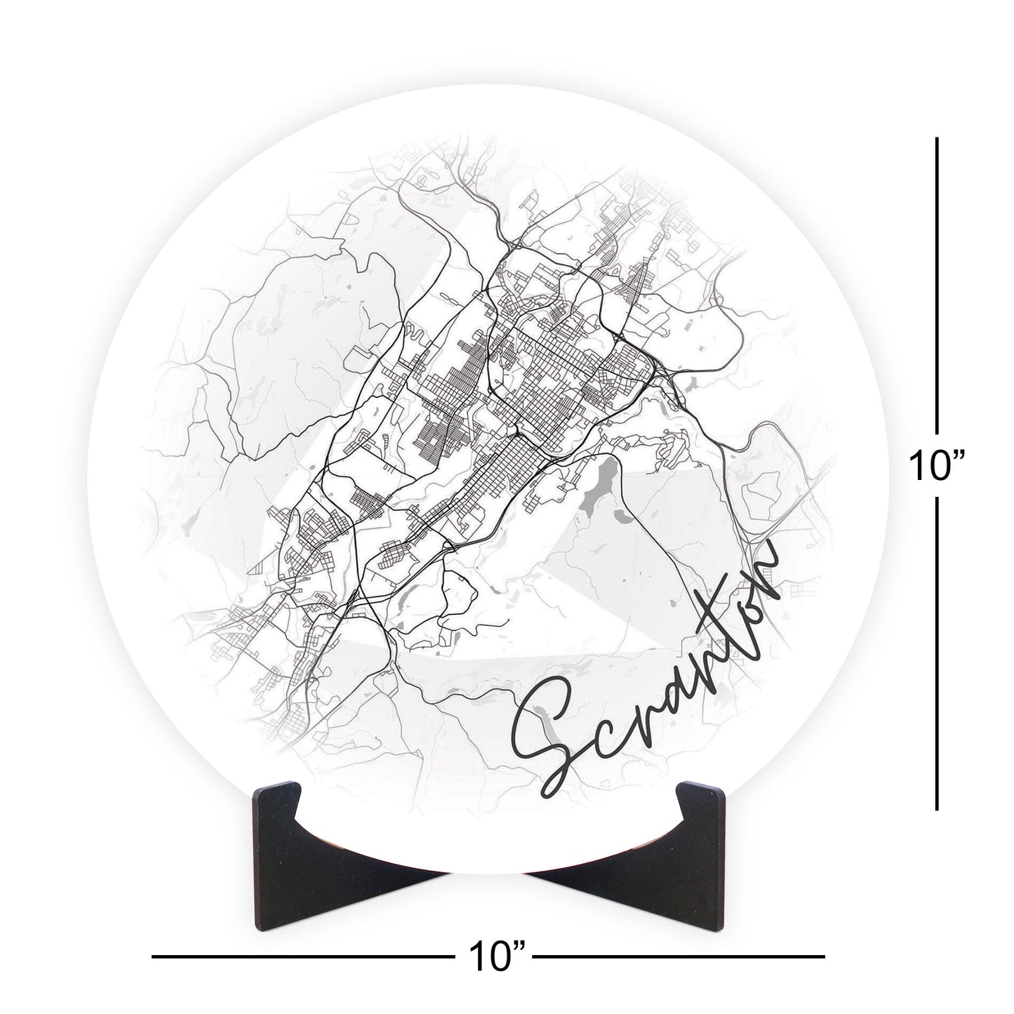 Minimalistic B&W Pennsylvania Scranton Circle Map | Wood Sign | Eaches | Min 1