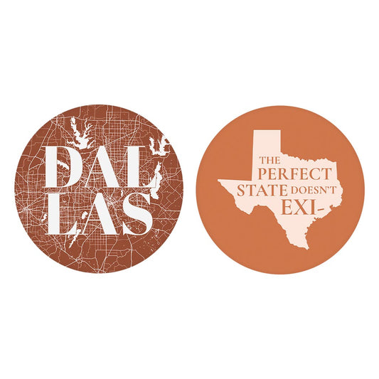 Modern Minimalist Texas Set | Absorbent Car Coasters | Set of 2 | Min 4