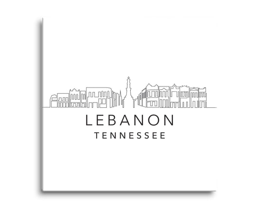 Minimalist B&W Tennessee Lebanon Skyline | Hi-Def Glass Art | Eaches | Min 2