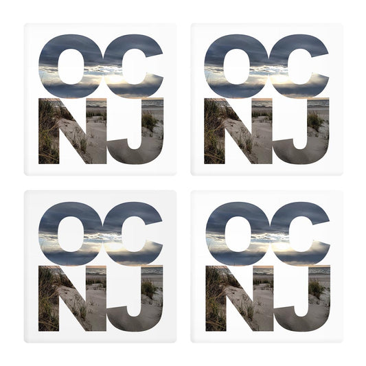 OCNJ Photo With Text | Absorbent Coasters | Set of 4 | Min 2