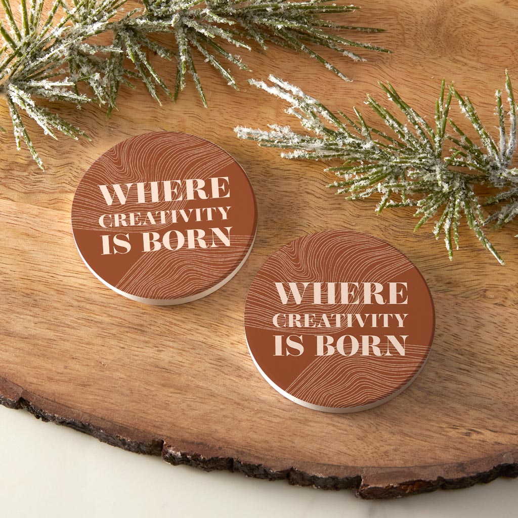 Modern Minimalist New York Creativity Is Born | Absorbent Car Coasters | Set of 2 | Min 4