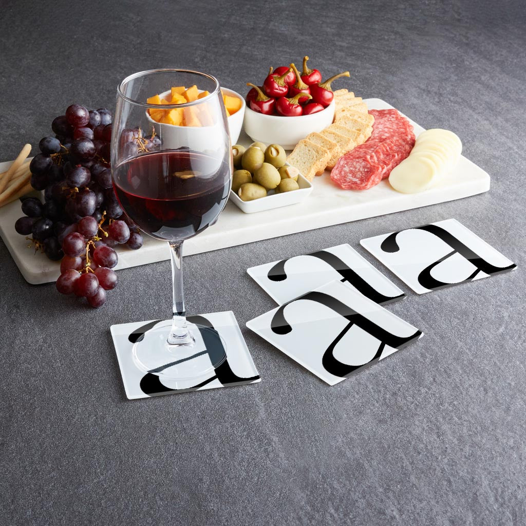 Minimal Monogram A | Hi-Def Glass Coasters | Set of 4 | Min 2