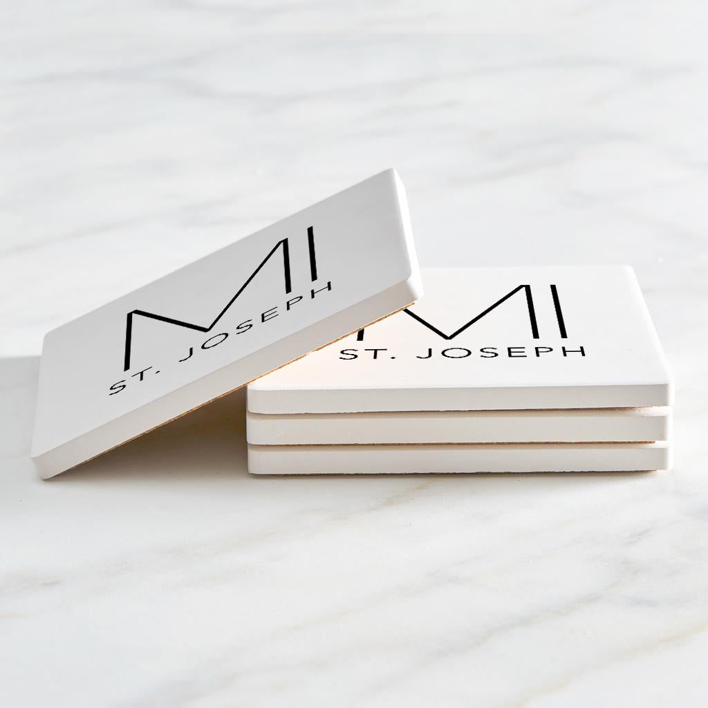 St Joseph Mi State Initials And City Name | Absorbent Coasters | Set of 4 | Min 2