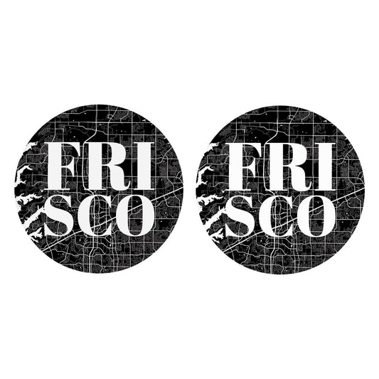 Minimalistic B&W Texas Frisco Map | Absorbent Car Coasters | Set of 2 | Min 4