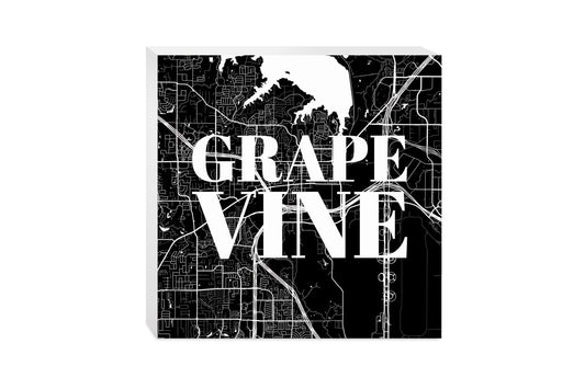 Minimalistic B&W Texas Grapevine Map | Wood Block | Eaches | Min 2