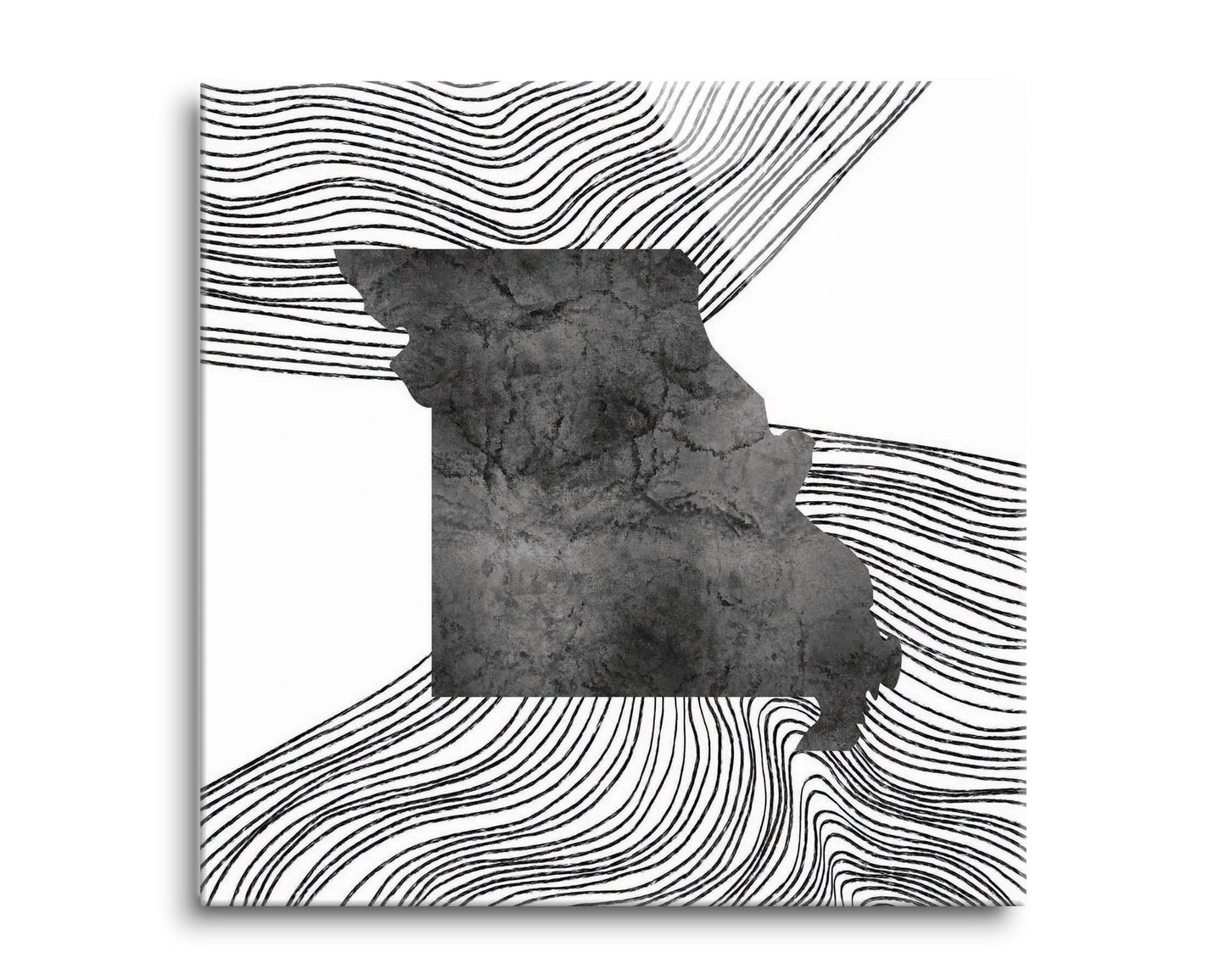 Minimalist B&W Missouri State With Fluid Lines | Hi-Def Glass Art | Eaches | Min 2
