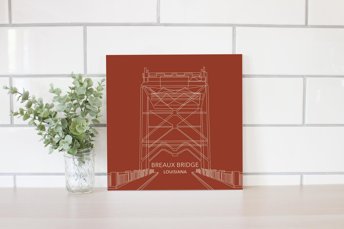 Modern Minimalist Louisiana Breaux Bridge Line Drawing | Wood Sign | Eaches | Min 2