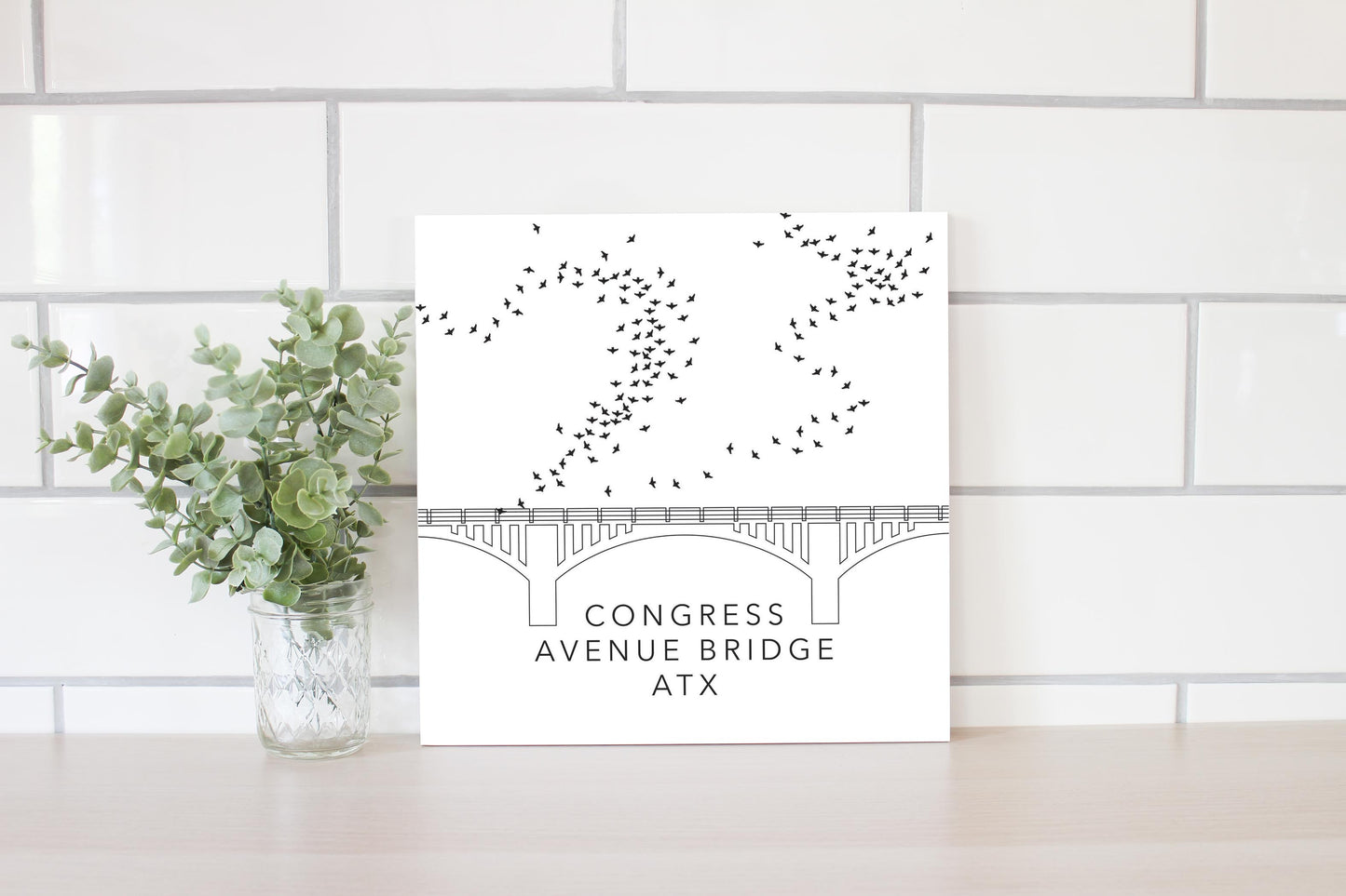 Minimalist B&W Texas Austin Congress Avenue Bridge | Wood Sign | Eaches | Min 2