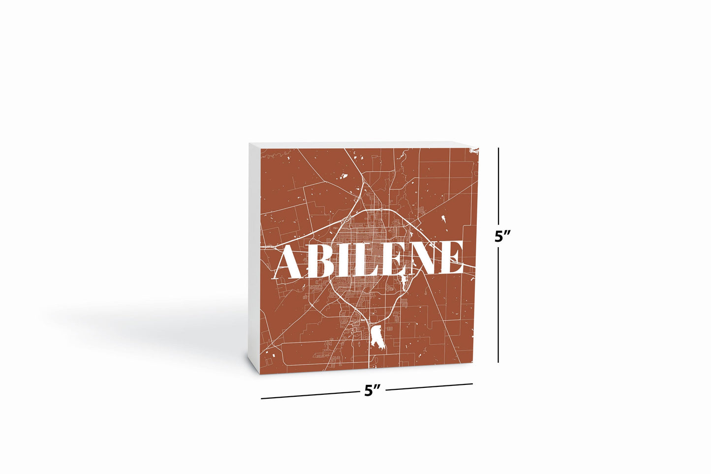 Modern Minimalist Texas Abilene Map | Wood Block | Eaches | Min 4