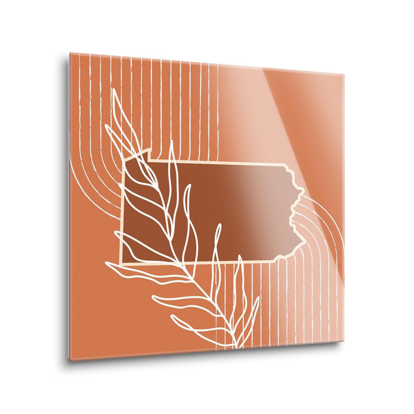 Modern Minimalist Pennsylvania State Leaf | Hi-Def Glass Art | Eaches | Min 1